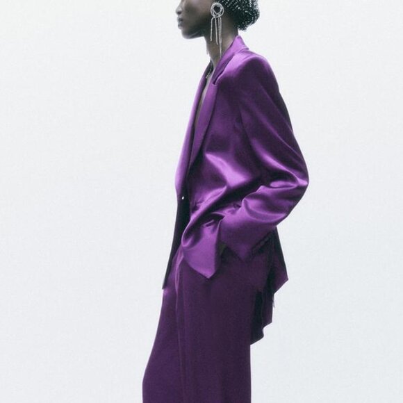 Zara Satin Effect Tie Front Blazer - Picture 9 of 13